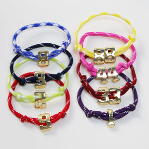 Braccialetti Intrecciati con Charm Iniziale Numerico in Oro, Cordoncino in Nylon Regolabile, Gioielli da Polso Annodati per Donne, Regalo Quotidiano e per Feste - Product Image 3