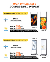 Affichage numérique double face pour vitrine de magasin, écran LCD haute luminosité pour la publicité en magasin de détail