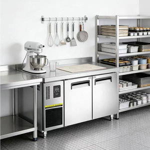 <span class=keywords><strong>Réfrigérateur</strong></span> de préparation <span class=keywords><strong>sous</strong></span> comptoir à double porte en acier inoxydable commercial - Plan de travail de cuisine facile à nettoyer et refroidisseur de présentation - Product Image 4