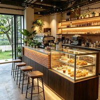 Comptoir de bar de café de luxe sur mesure, design d'intérieur avancé