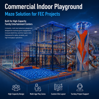 Parc d'aventure intérieur commercial avec parcours de cordes, trampoline, toboggan, aménagement personnalisé en plastique pour projets FEC, CE ASTM