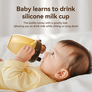 Gobelet d'apprentissage <span class=keywords><strong>anti</strong></span>-<span class=keywords><strong>colique</strong></span> en silicone sans BPA, OEM ODM, <span class=keywords><strong>bio</strong></span>, avec poignée, biberon pour bébé, eau, <span class=keywords><strong>lait</strong></span> - Product Image 1