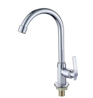 Robinet de lavabo moderne en plastique ABS chromé, monocommande, à arc haute, pivotant à 360°, avec aérateur, pour eau froide uniquement