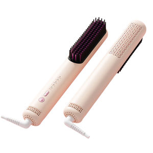 Wholesale <b>Electric</b> 2 in 1 Airflow Negative Ion Hair Straightener Styling Comb Hot <b>Cool</b> Air Hair Ionic Curling Brush - Product Image 1