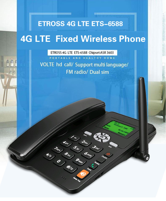 Low Cost 4G Volte Dual SIM Fixed Wireless Desk Phone 6588