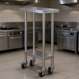 โต๊ะทำงานสแตนเลส Vevor ขนาด 24 x 12 นิ้ว ปรับระดับความสูงได้ พร้อมล้อเลื่อน 4 ล้อ สำหรับครัวเชิงพาณิชย์ - Product Image 2