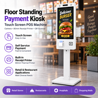 Kiosque de paiement sur pied de 21,5 pouces avec écran tactile, machine POS, caméra, imprimante de reçus 80 mm, scanner QR pour la vente au détail et les restaurants