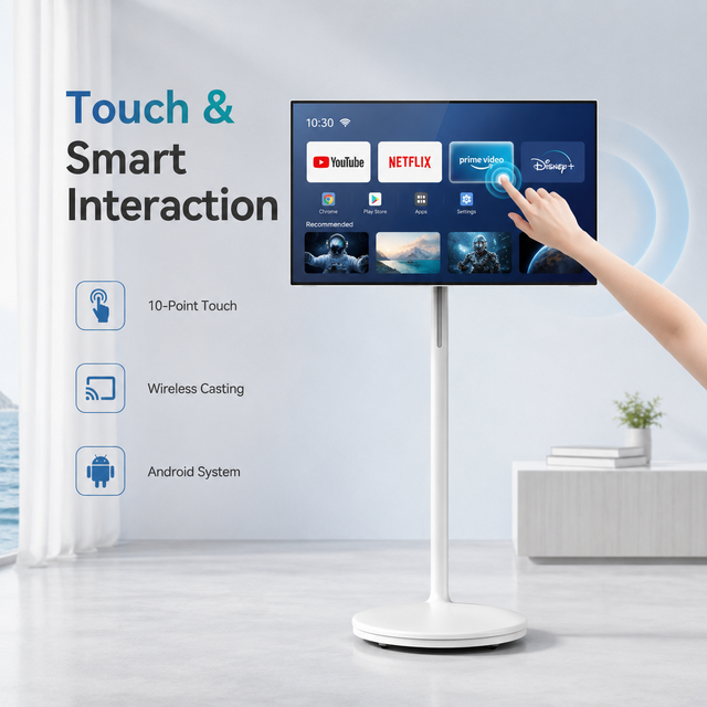 Portable TV for Video Call Android Smart Screen with Camera Touch Screen Wheels and Battery