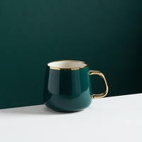 Yongye Tasse simple de couleur unie de style nordique de 15 oz avec cuillère Tasse en céramique en grès européen haut de gamme pour le bureau