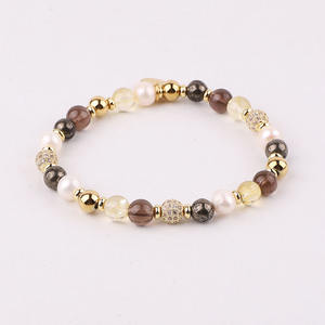 Nouveau bracelet élastique en pierres précieuses naturelles, perles de pierres précieuses, perles de CZ pavées, design personnalisé, 6 mm, JBS12537 - Product Image 2