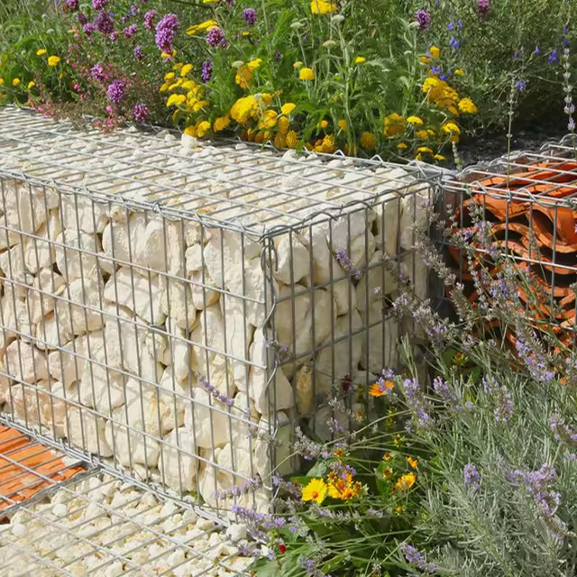 Modern Gabion Planter Basket Set With Powder Coated Finish For Patio Terrace Outdoor Garden Decoration Design