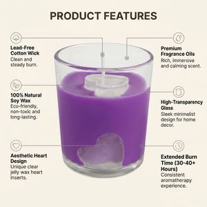 Bougie parfumée en cire de soja dans un bocal en verre à double paroi de luxe avec cœur intégré pour une décoration romantique de la maison, vente en gros, étiquette privée - Product Image 3