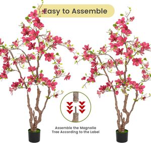 Arbre de Magnolia Artificiel en Plastique, 2,07 m, 57 Fleurs <span class=keywords><strong>Fuchsia</strong></span>, Plantes Artificielles Hautes pour Décoration Intérieure/Extérieure, Salon, Escalier, Porche - Product Image 4