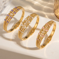 Bracelet jonc minimaliste en forme de goutte d'eau, géométrique, anti-ternissement, zircon, plaqué or 18 carats, acier inoxydable, bijoux tendance pour femmes