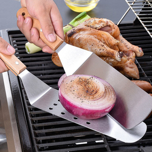 DF30 0630 Precio de Fábrica Colección Completa de Espátulas de Acero Inoxidable con Mangos de Madera Utensilios de Cocina Duraderos para Asar - Product Image 2
