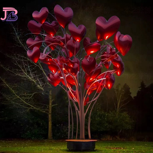 Commercio all'ingrosso moderno <span class=keywords><strong>esterno</strong></span> città quadrato in metallo astratto arte decorazione albero forma di grandi dimensioni in acciaio inox cuore scultura - Product Image 3