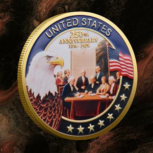 Pièce commémorative du 250e anniversaire de l'Amérique, conférence à la Maison Blanche, pièce commémorative en métal, relief, impression couleur, médaille souvenir - Product Image 2