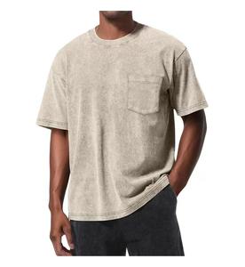 <span class=keywords><strong>T</strong></span>-shirts pour hommes personnalisés <span class=keywords><strong>avec</strong></span> broderie et impression vintage, à épaules tombantes, <span class=keywords><strong>avec</strong></span> poche, lavables, vintage, surdimensionnés, 100% coton - Product Image 4