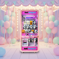 Machine à grue de jeu d'arcade avec logo couleur personnalisé, en peluche, en métal et support en anglais