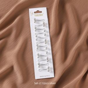 Klip berbentuk U mutiara berwarna topi sutra syal klip leher syal gesper 12 buah kartu perhiasan wanita Muslim grosir N241298 - Product Image 5