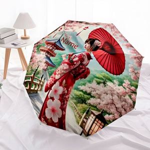 1 pièce, sans MOQ, parapluie pliant personnalisé avec nom de fille, motif fleur de cerisier, cadeau, impression UV, Guarda Chuva Personalizado - Product Image 2