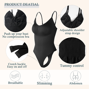 จั๊มสูทแบบชิ้นเดียวไร้ตะเข็บสายหนังกลับเข้ารูปโชว์หลังกระชับสัดส่วนคอร์เซ็ทผ้าไหมบางถักสำหรับผู้หญิงบอดี้สูทผู้ใหญ่ - Product Image 2