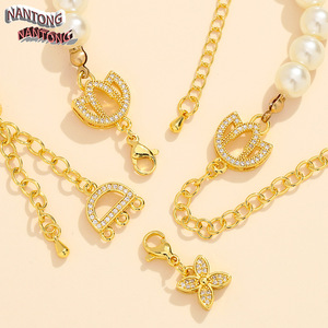 Fermoirs de bijoux Nantong, formes variées, zircone cubique, accessoires de bracelet DIY, plaqué or et argent - Product Image 2