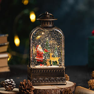Vente chaude <span class=keywords><strong>Noel</strong></span> Noël Père Noël et Renne Village Scène Led Glitter Eau Spinning Musique Lanterne Snow Globe Décoration De Noël - Product Image 2