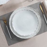 Assiette d'usine en céramique dorée Blancs en porcelaine blanche Assiette de table de Noël Fournisseur de céramique Vaisselle claytan