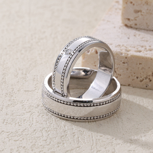 แหวนแต่งงานทองคำขาว18K ทำด้วยมือคุณภาพสูงคลาสสิกที่มีเพชรชั้นดีธรรมชาติจัดส่งเร็วสำหรับคู่รักพราว - Product Image 5