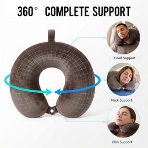 <b>U</b>-<b>Shaped</b> Solid Reusable Washable 100% Polyester Neck <b>Pillow</b> Cover with Button Closure for Airplane Car Naps - Product Image 3