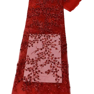Tissu en tulle brodé floral HAPPEAK avec sequins et dentelle, 100 % polyester respirant et écologique pour accessoires de mariage pour filles - Product Image 5