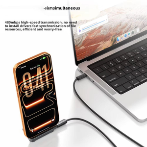 <span class=keywords><strong>Adaptateur</strong></span> de charge rapide USB-C haute puissance 240W avec support de té<span class=keywords><strong>l</strong></span>éphone en alliage de zinc, câble de synchronisation de données 2-en-1 Type-C/<span class=keywords><strong>Lightning</strong></span> tressé durable - Product Image 5