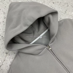 Sweat à capuche court en coton épais à double fermeture éclair hiver Boxy pull à capuche fabricants 420gsm sweat à capuche zippé blanc lourd - Product Image 3