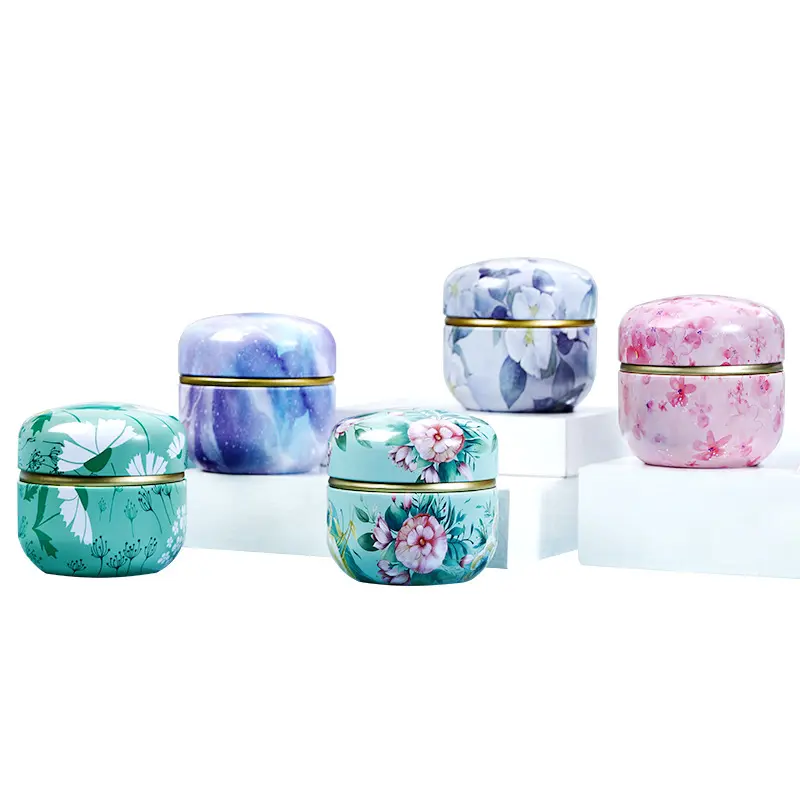 Luxury Round Storage Metal Paint Tin Cans For Candles With Lids Tin Can Boxes For Cosmetic