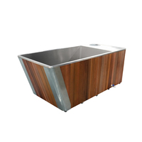 Baignoire à glace de luxe en bois, très vendue, en cèdre rouge, acier inoxydable, avec refroidisseur et chauffage