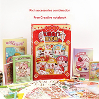 Vente en gros de kit de journaux Kawaii personnalisés coffret cadeau carnet de notes A6 semaine 96 feuilles d'autocollants 5 Washi Tape coffret cadeau de papeterie