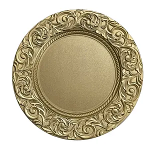 Acheter Bas Prix 13 Pouces Rose Or Mariage En Plastique Assiettes De Charge Partie Assiettes De Chargeur De Nuages Bordés En Plastique Chargeurs Assiettes - Product Image 1