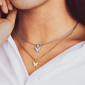 KRKC Della Signora Mini Piccolo Piccolo Delicato Cristallo di Diamante DELLA CZ Del Cuore e di Fascino Della Farfalla Del Pendente Della Collana Dei Monili Delle Donne Set Collana Del Cuore - Product Image 5