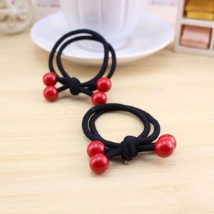 Coletero de tela elástica estilo coreano con nudo de frijol rojo, accesorio casual para el cabello, verano 2021, origen Yiwu - Product Image 1