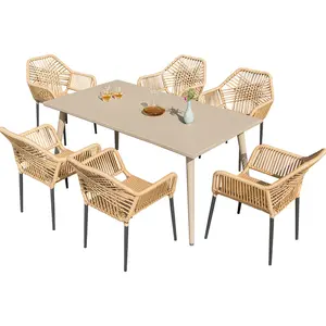 Patio Outdoor Furniture Coffee Chair Steel Aluminum Frame Stackable PE Rattan Garden Chair