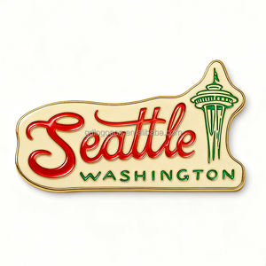 Imán de Refrigerador de Metal con Diseño de Recuerdo Turístico de Seattle, Washington, con Logotipo Personalizable, Placa de Matrícula de la Ciudad de Seattle - Product Image 3