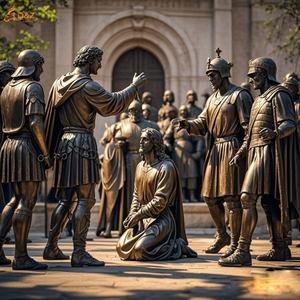 Famoso cristiano católico Metal latón tamaño real primera estación: Jesús condenó la muerte estatua Jesús 14 estaciones escultura de bronce - Product Image 2