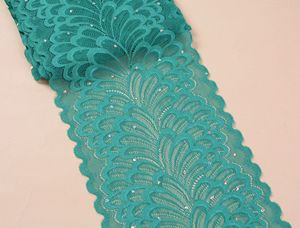 Width 18 cm Black White Silver Metallic <strong>Sequins</strong> Nylon Spandex Elastic <strong>Bra</strong> Lace Trim for Garment Accessories Decoration Wide Lace - Product Image 6