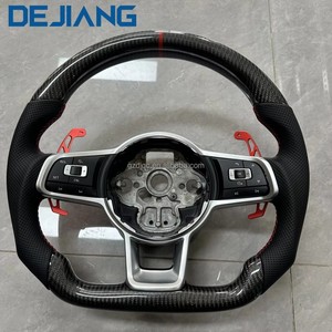 Volant en cuir et fibre de carbone fourni par l'usine pour accessoires Volkswagen VW <span class=keywords><strong>Golf</strong></span> <span class=keywords><strong>5</strong></span> 6 <span class=keywords><strong>GTI</strong></span> MK6/MK7/MK8 B8 avec palettes de changement de vitesse rouges - Product Image 2