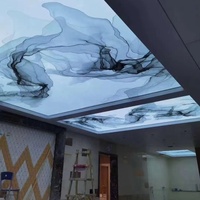 ZHIHAI nouveau plafond en tissu extensible en pvc irrégulier en spirale blanche avec lumière chaude et nuages du ciel en mouvement