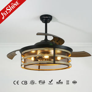 1stshine Ventilateur de plafond rétractable Haute qualité 52 pouces PC Lames Ventilateur de plafond invisible avec lumière <span class=keywords><strong>LED</strong></span> - Product Image 3