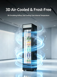 Refrigerador Comercial Vertical Delgado, Enfriado por Aire, Sin Escarcha, con Puerta de Vidrio Simple y Tubo de Cobre para Exhibición de Bebidas en Supermercados - Product Image 2