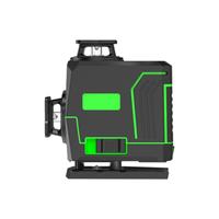 Niveau laser vert industriel 4D à 16 lignes, rotation à 360°, pour extérieur/intérieur, avec batterie Li-Ion et largeur de ligne de 3 mm