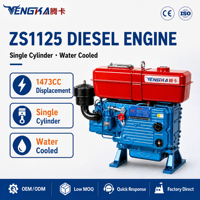 Motor Diésel Tengka ZS1125 Monocilíndrico de 4 Tiempos Refrigerado por Agua 28HP Arranque Eléctrico Emisión Euro 3 Certificado CE Estable